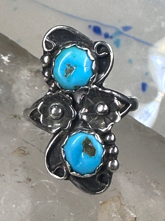 Navajo long ring turquoise size 8.50 sterling silver women girls