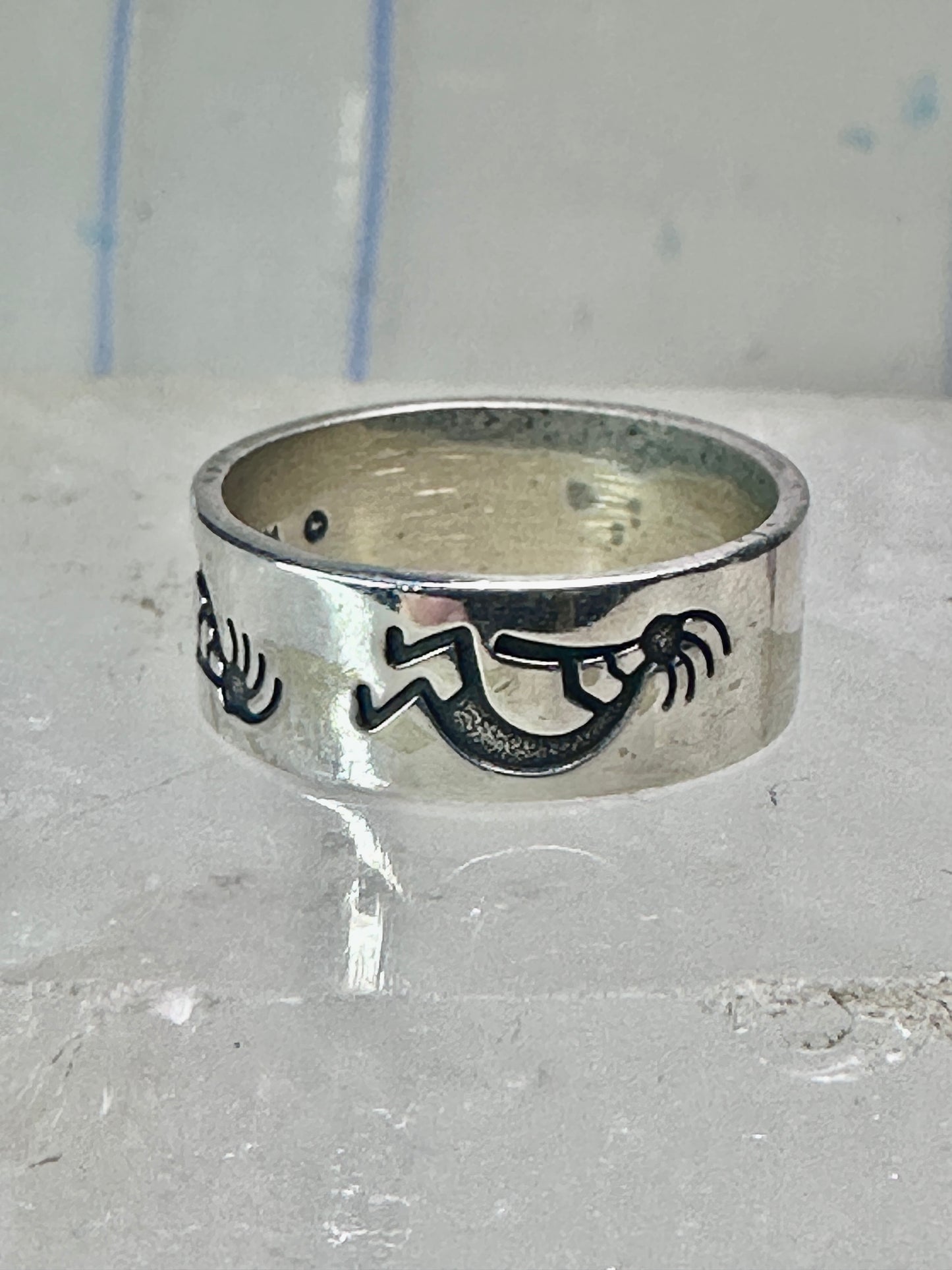 Kokopelli ring vintage fertility southwest pinky band size 4.50 sterling silver women