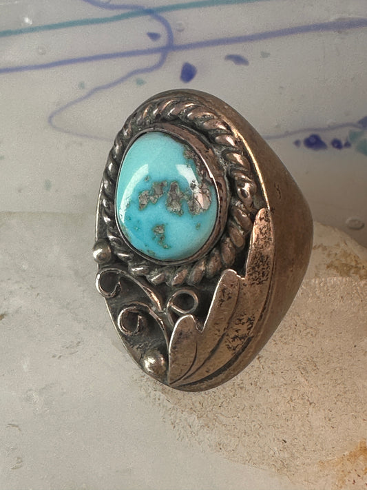 Heavy Navajo ring turquoise size 7.75 sterling silver men women