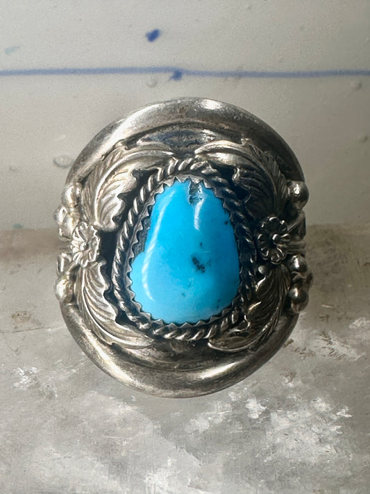 Navajo ring Turquoise band size 11.75 sterling silver women men signed P