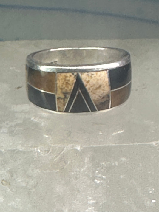 Tiger eye ring onyx jasper southwest pinky band size 5.25 sterling silver women girls
