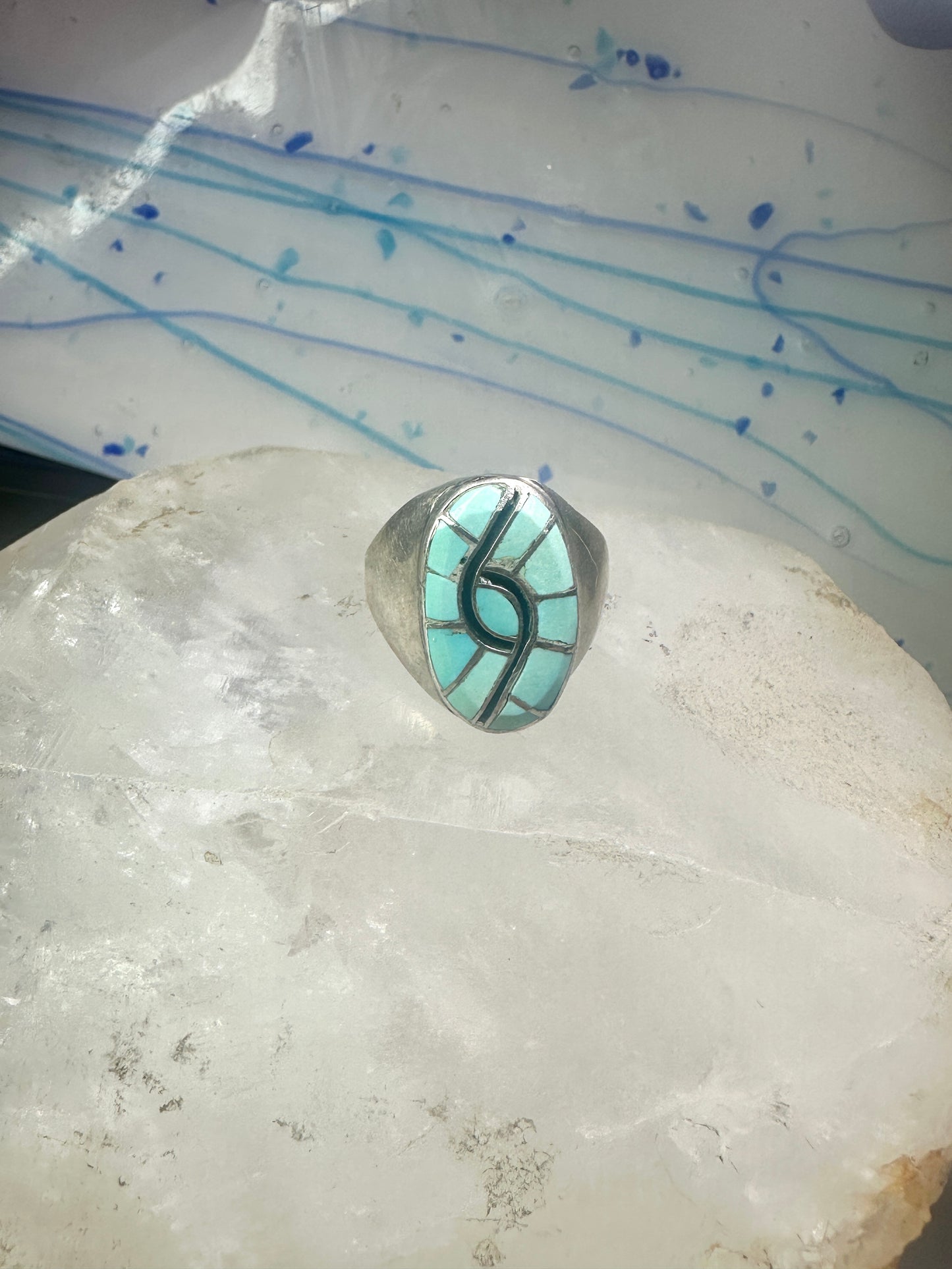 Hummingbird ring Zuni Turquoise size 8.2 sterling silver women men