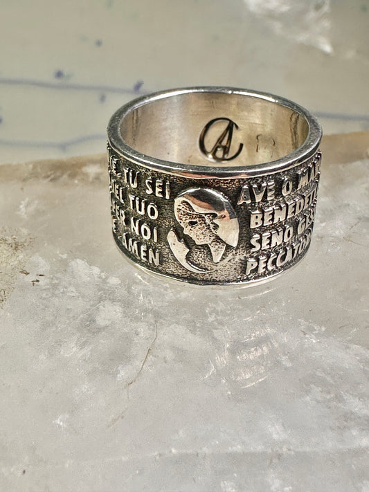 Ava Maria ring Italy by Amen size 7.50 Hail Mary Prayer band sterling silver women men