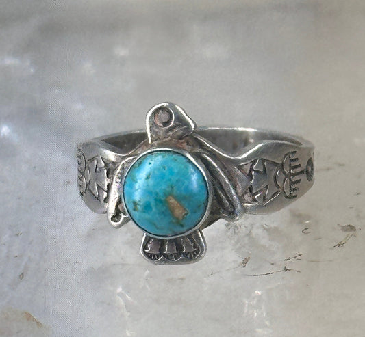 Phoenix ring turquoise band squash blossom size 1.75 sterling silver women
