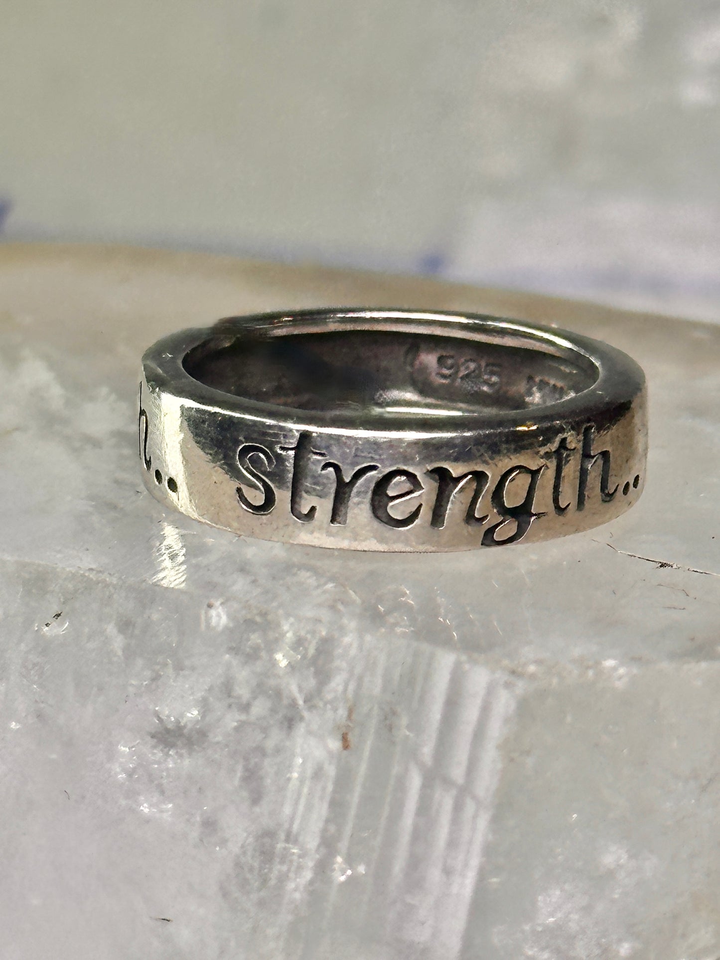 Strength ring size 6.75 word words band sterling silver women