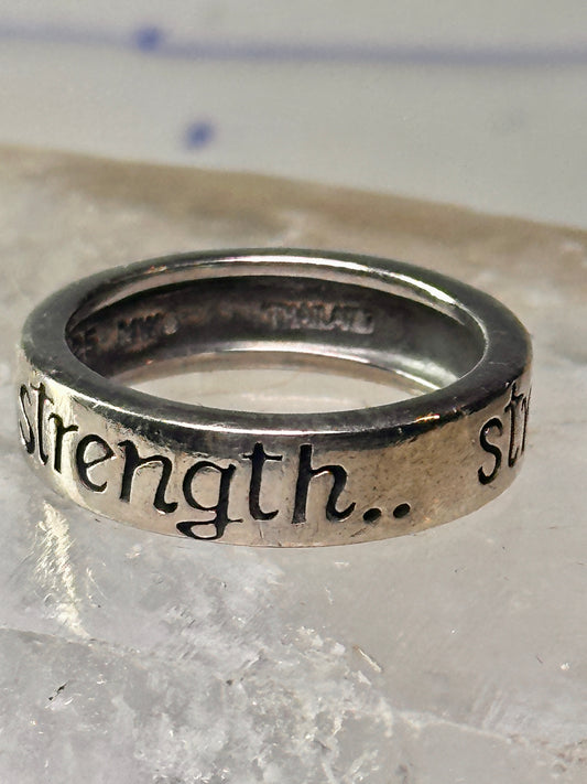 Strength ring size 6.75 word words band sterling silver women