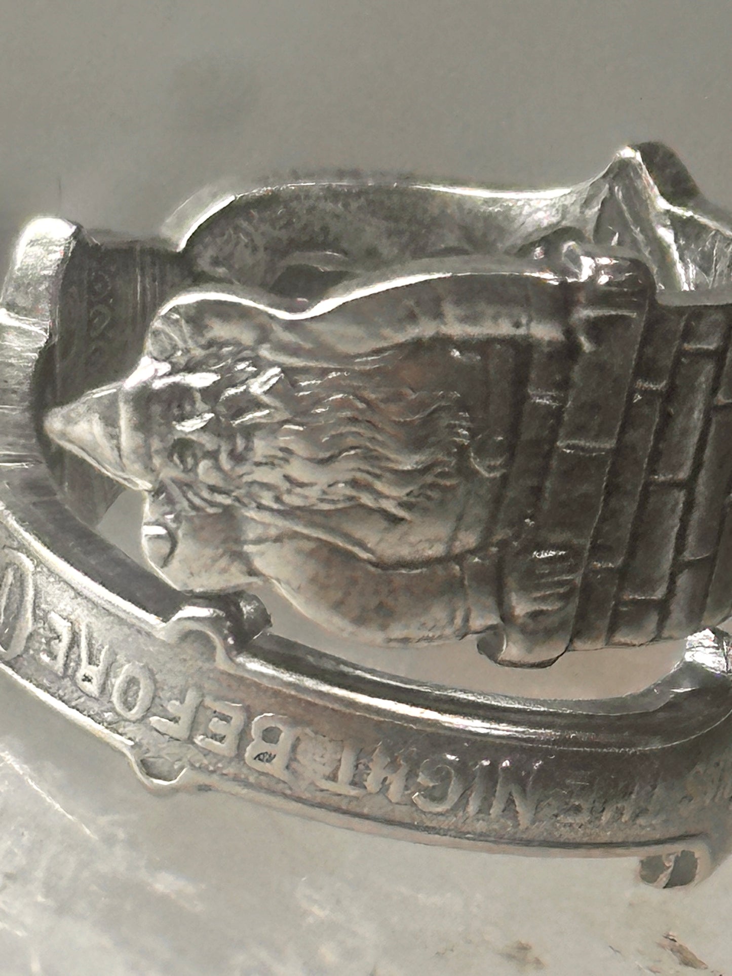 Christmas spoon ring size 4.50 Twas the Night before Xmas band Santa sterling silver women