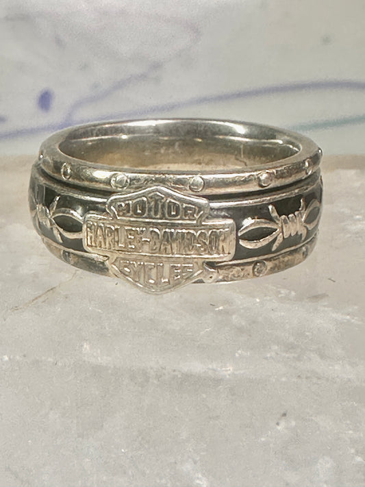 Harley Davidson ring biker spinner barbed wire band size 6 sterling silver women men