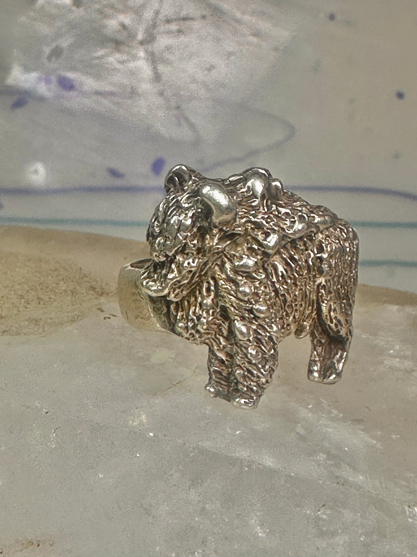 Buffalo ring animal band size 9 sterling silver women men