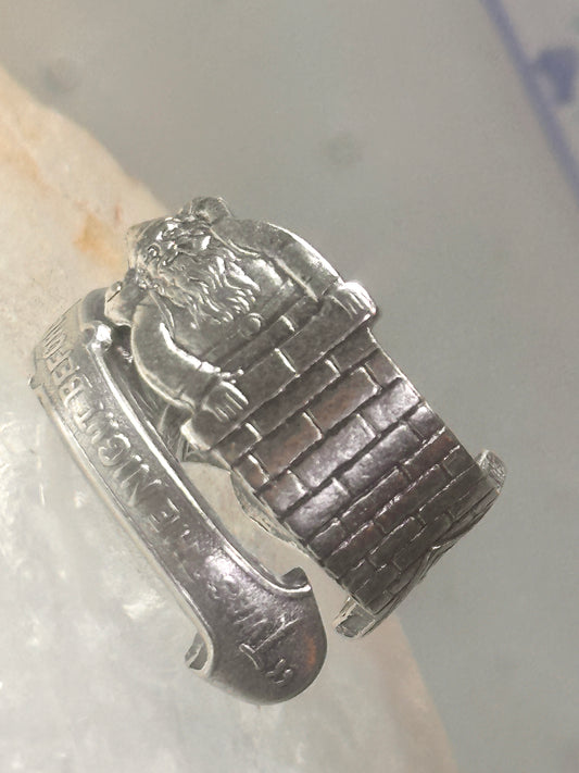 Christmas spoon ring size 4.50 Twas the Night before Xmas band Santa sterling silver women