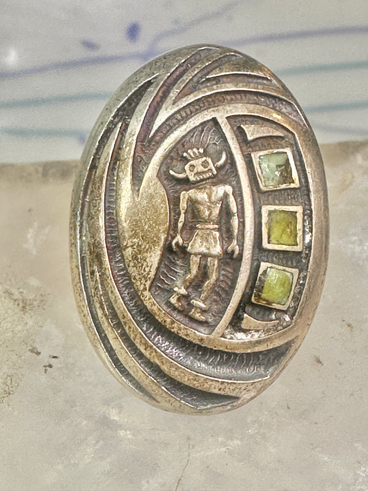 Hopi Kachina ring mudman turquoise size 4.75 sterling silver women