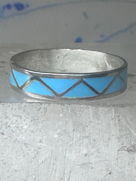 Vintage Sterling Silver Rough Reconstituted Turquoise Geometric Band AS IS Size 11.25 925