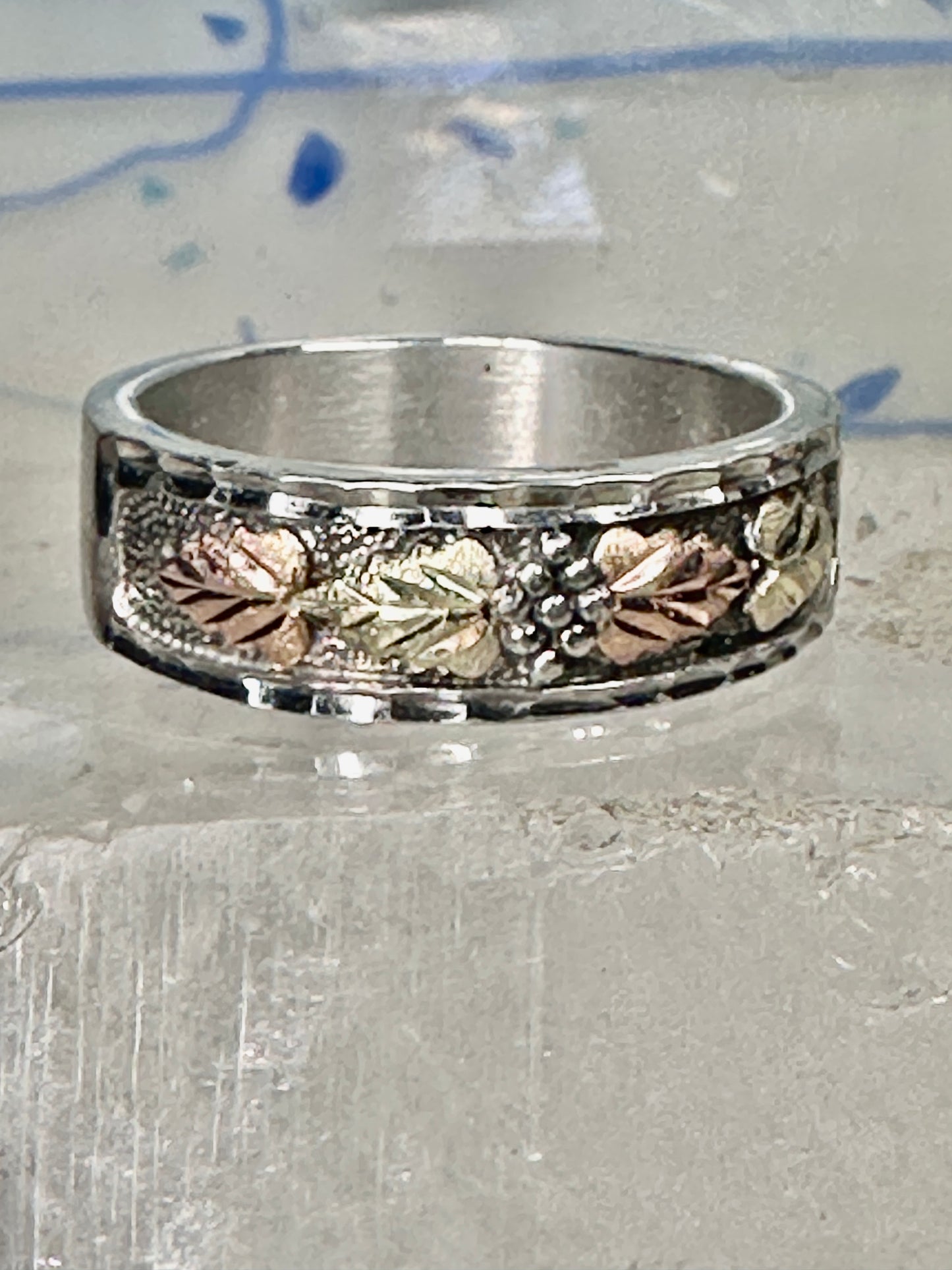 Black Hills Ring leaves wedding band size 11.75 sterling silver women men