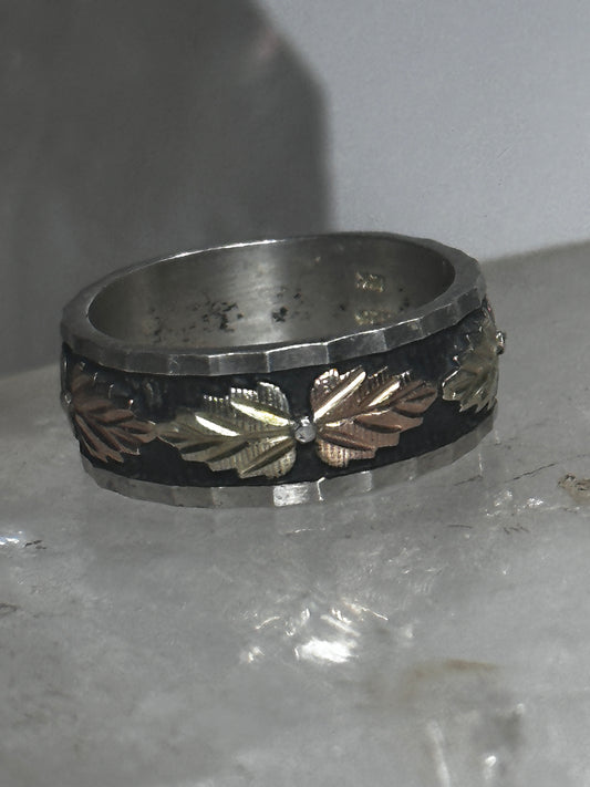 Black Hills Gold ring size 5.75 leaves wedding band sterling silver band women