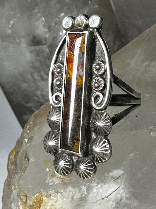 Long agate ring size 6.50 Navajo sterling silver women