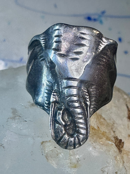 Elephant ring vintage animal band size 9.50 sterling silver women girls