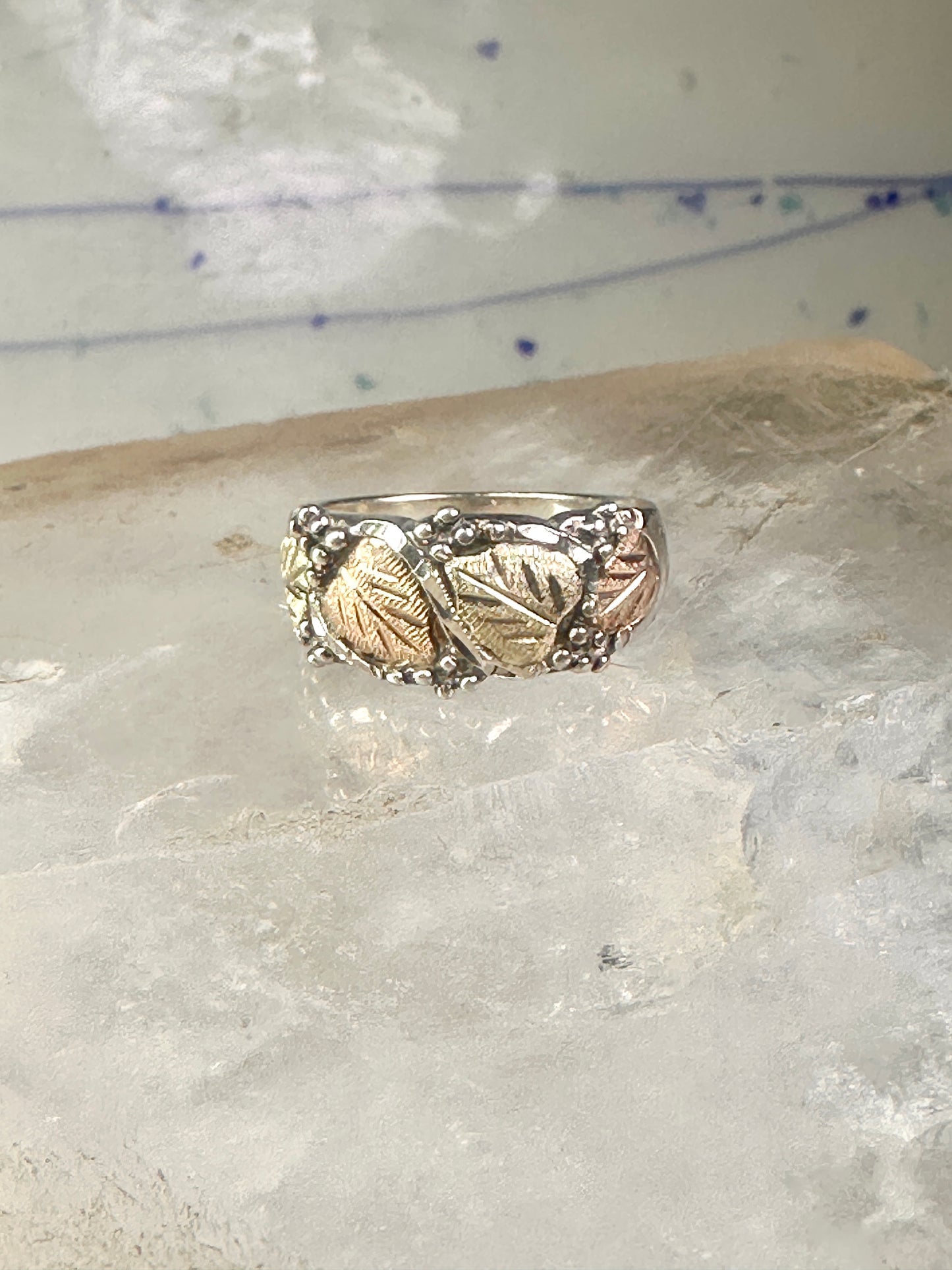 Black Hills Gold wedding ring leaves band size 5.75 sterling silver women girls