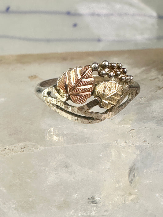 Black Hills Gold wedding ring leaves band size 6.75 sterling silver women girls