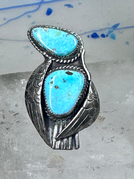 Bird ring Navajo turquoise vintage size 6.25 sterling silver women