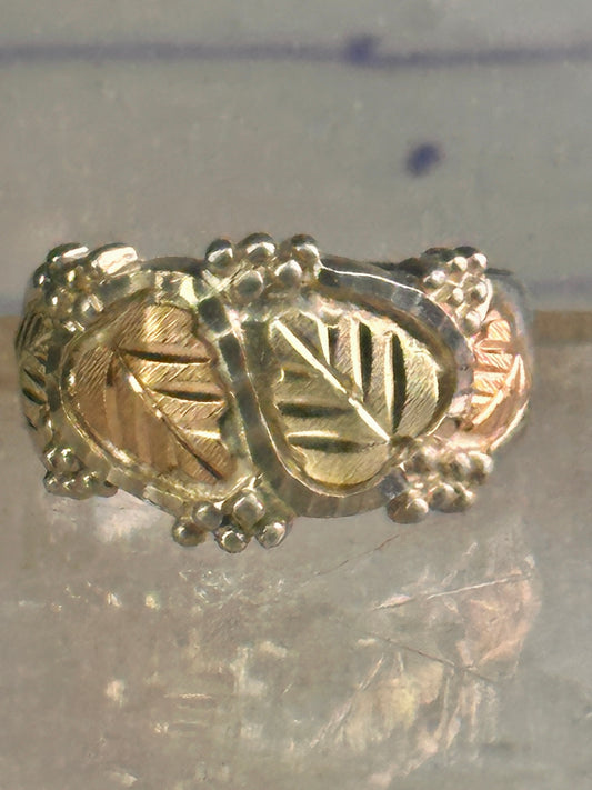Black Hills Gold wedding ring leaves band size 8.25 sterling silver women men