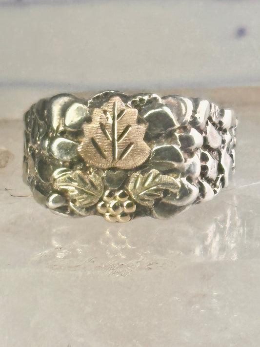 Black Hills Gold wedding ring leaves band size 11.5 sterling silver women men