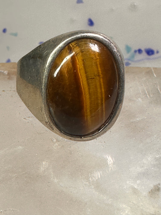 Tiger Eye ring size 12 Mexico band sterling silver women men