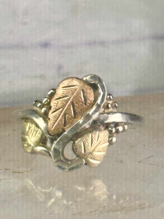 Black Hills Gold ring leaves band size 10 sterling silver women