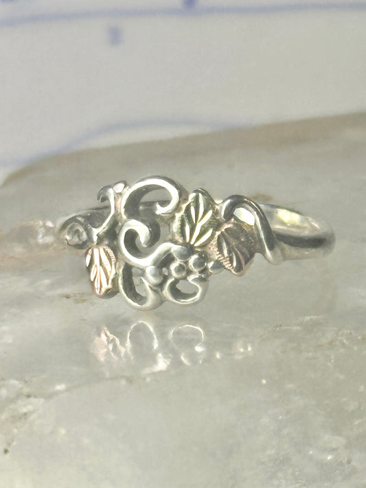 Black Hills Gold ring leaves band size 7.75 sterling silver women