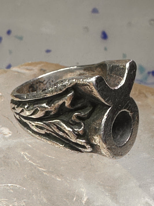 Mexico Taxco ring Taurus Texas ranch brand band size 7.75 sterling silver men women