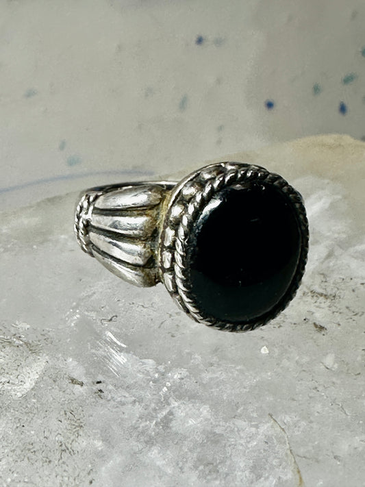 Onyx ring size 6.75 sterling silver mourning band women girls