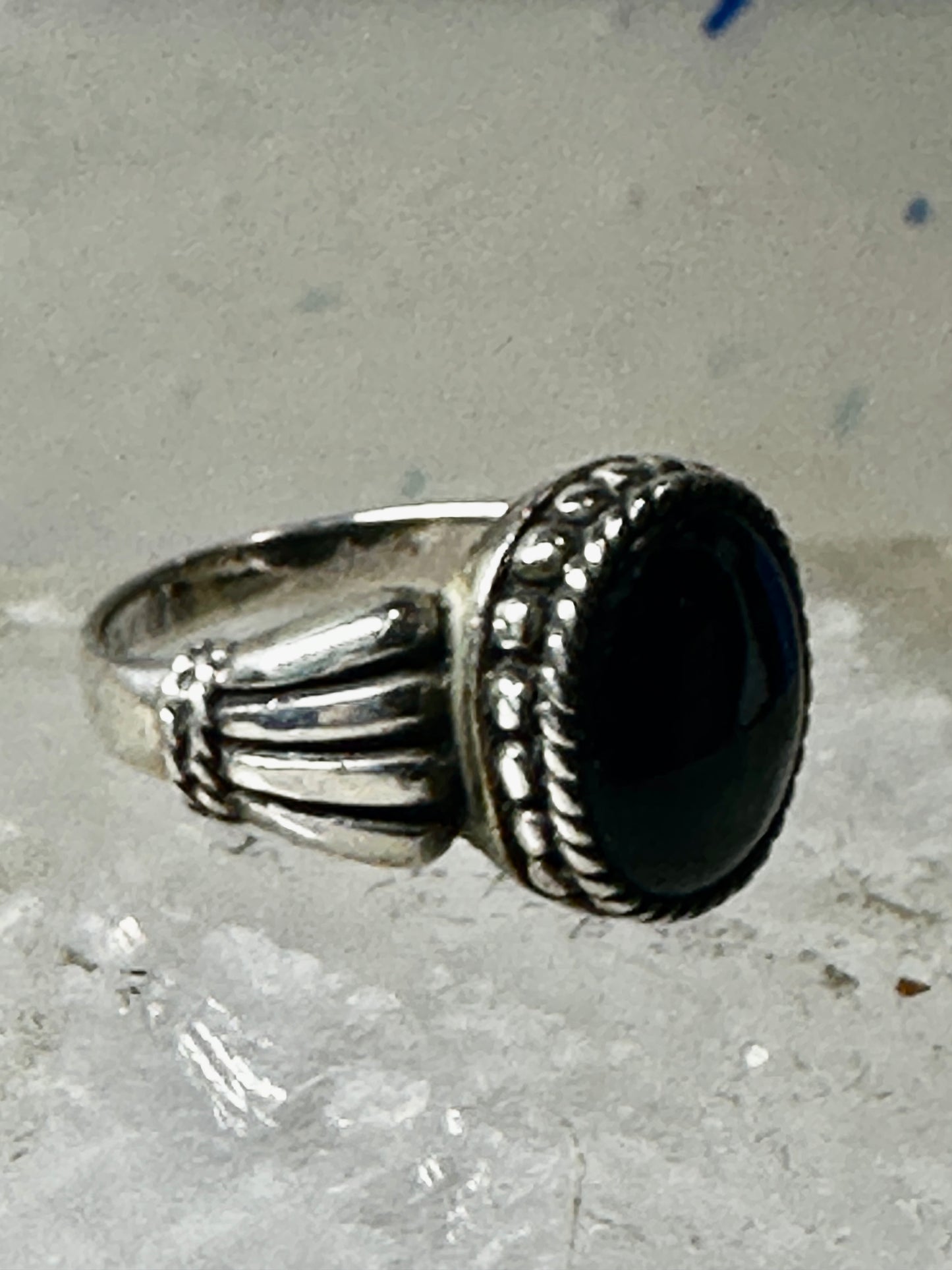 Onyx ring size 6.75 sterling silver mourning band women girls