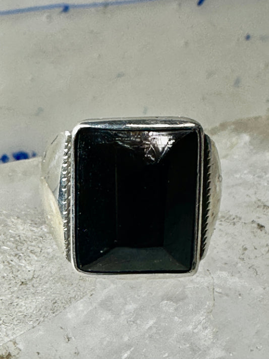 Black Plastic ring size 10.50 sterling silver women men