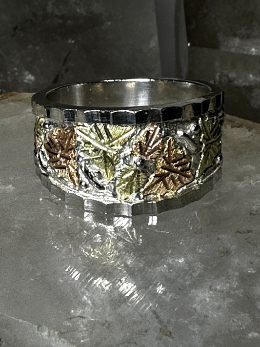 Leaf ring floral wedding band size 10.75 sterling silver women men