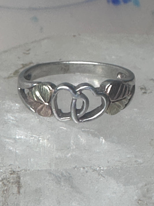Black Hills ring double heart love band Valentine size 7 sterling silver women girl