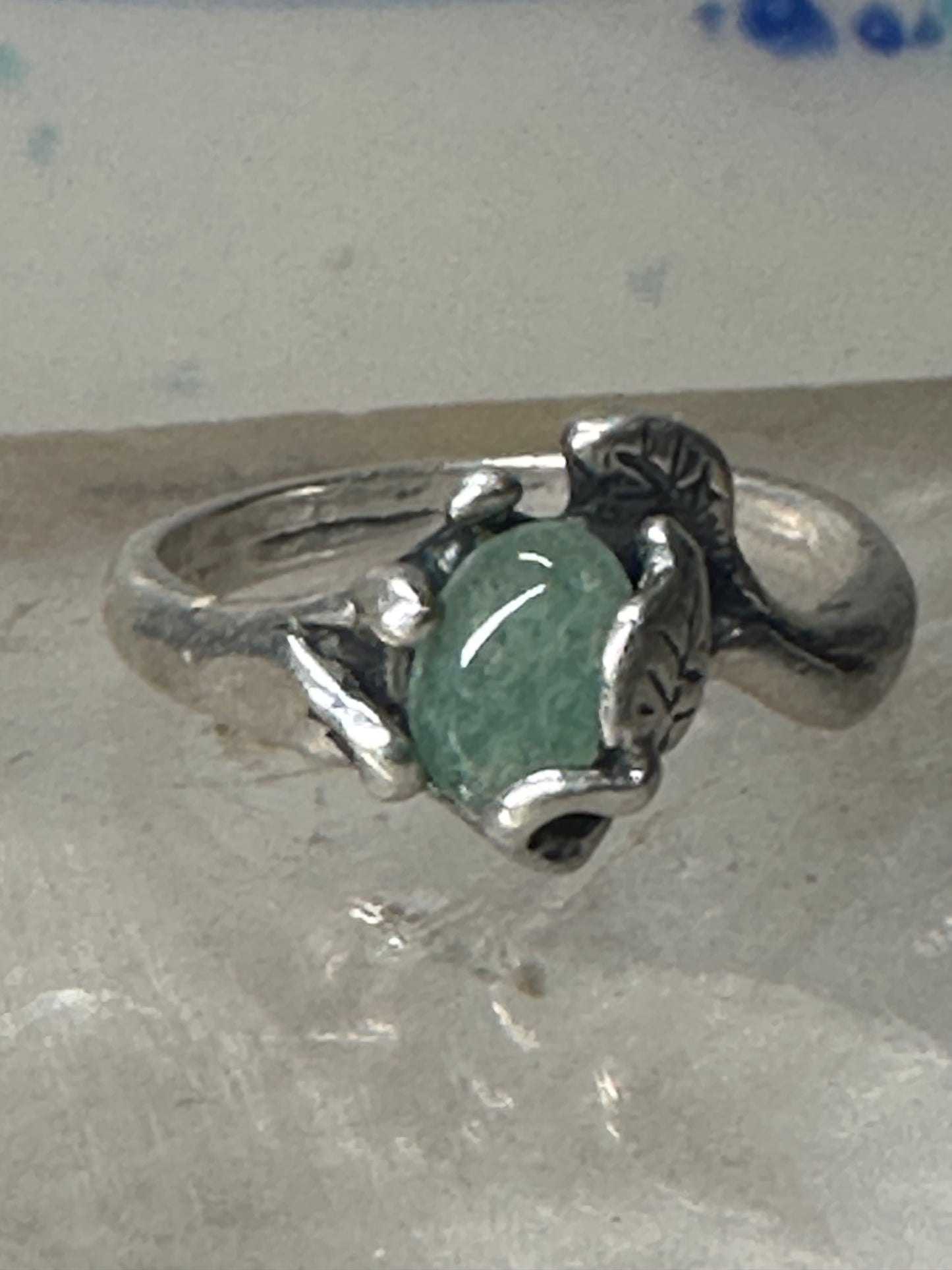 Floral ring green stone leaves floral band size 6.50 women girls