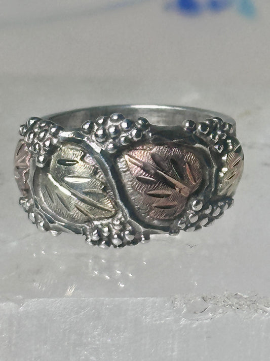 Black Hills ring leaves band pinky wedding size 4 sterling silver women