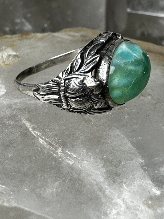 Parrots rings art deco pinky band love birds size 4.50 sterling silver women