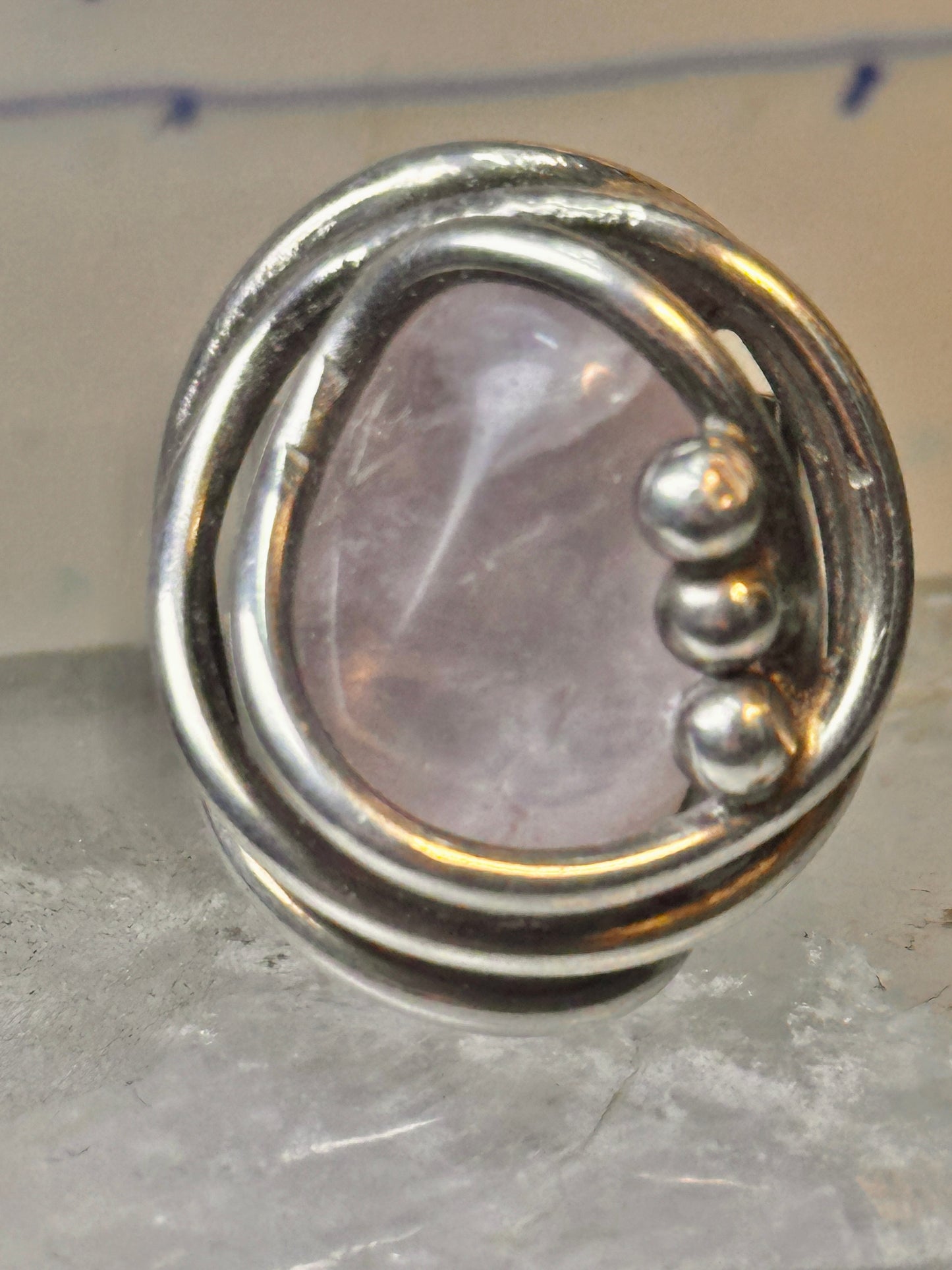 Borke ring pale rose quartz size 6.5 sterling silver women 