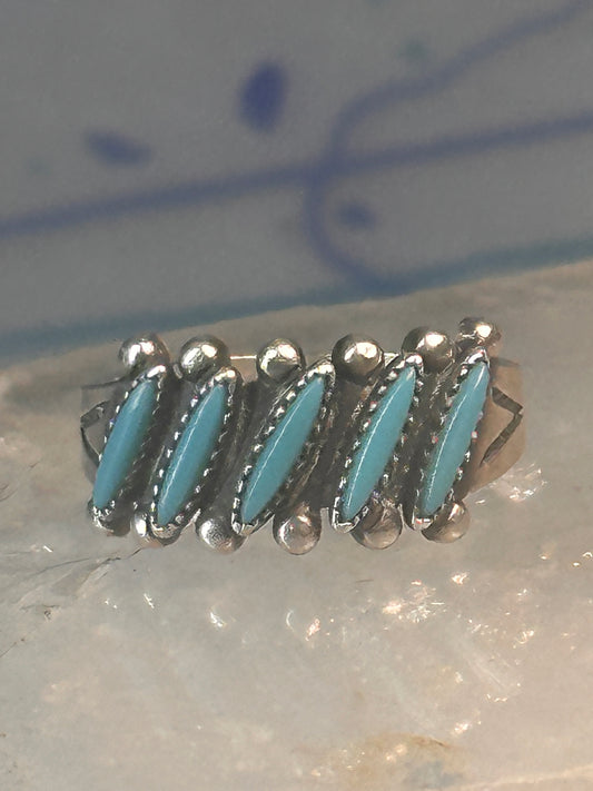 Zuni Turquoise ring petit point needlepoint size 5.25 band sterling silver women girls