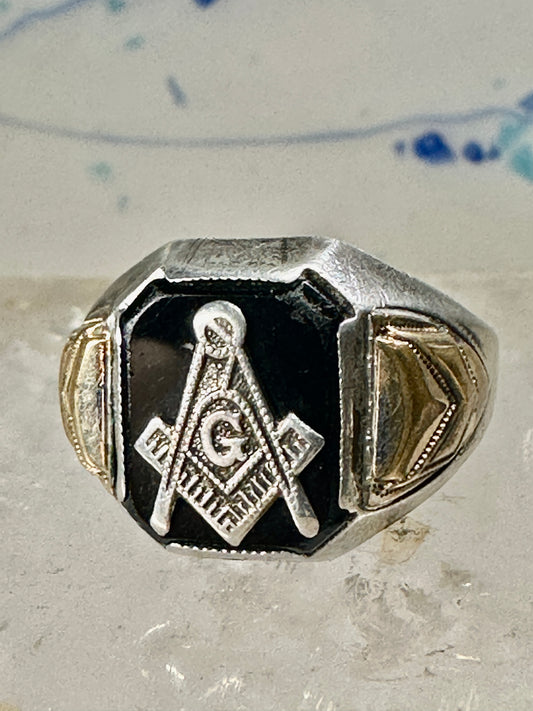 Masonic ring Art Deco band sterling silver size 8.25 men women