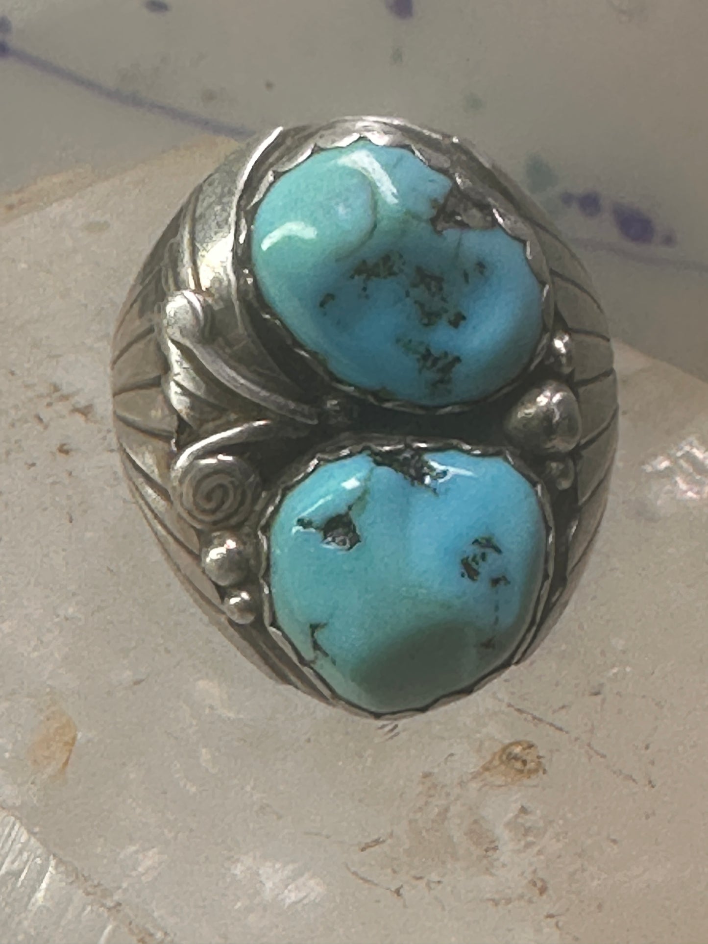 Navajo Ring Turquoise size 11 Heavy sterling silver women men