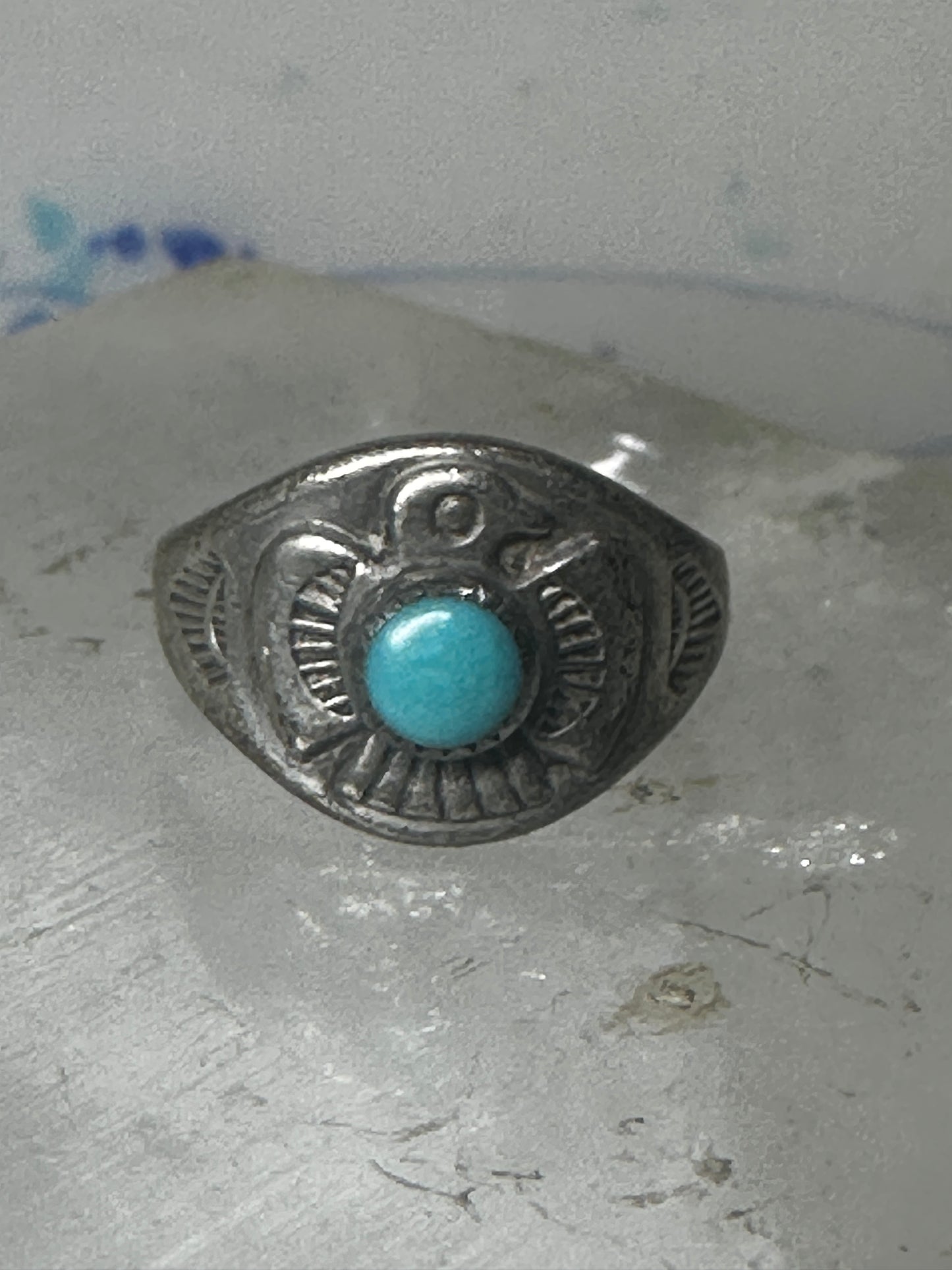 Navajo Phoenix ring turquoise size 4.75 sterling silver Bell trading women girls