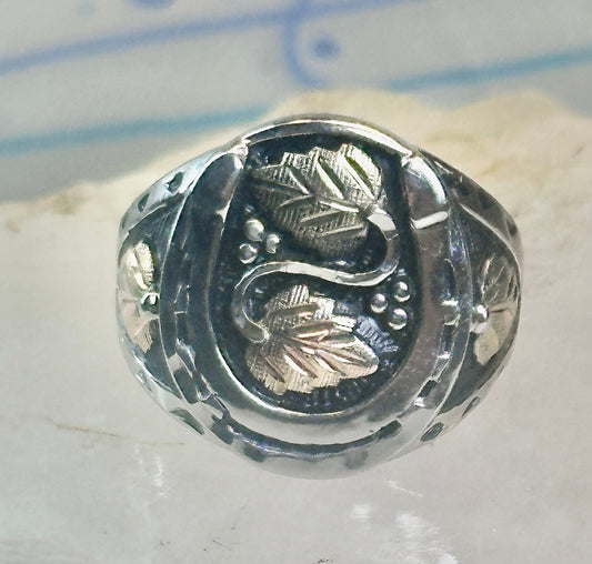 Black Hills Gold ring Horseshoe Good Luck size 10 sterling silver women men