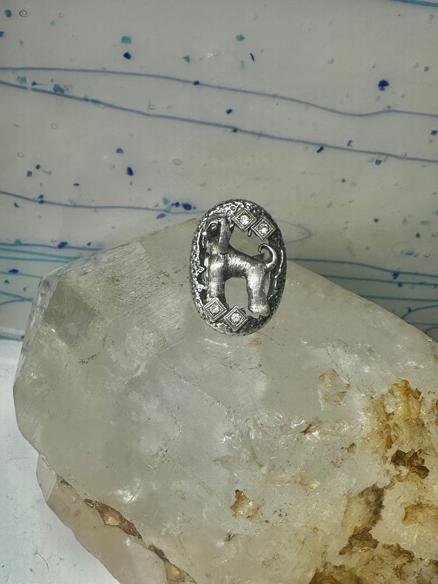 Vintage Afghan dog ring size 6.25 sterling silver women girls