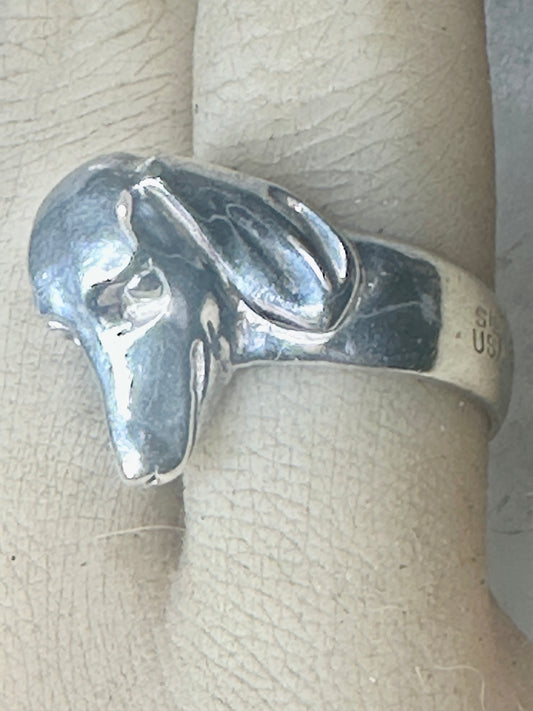 Vintage mini dachshund dog ring size 5 sterling silver women girls