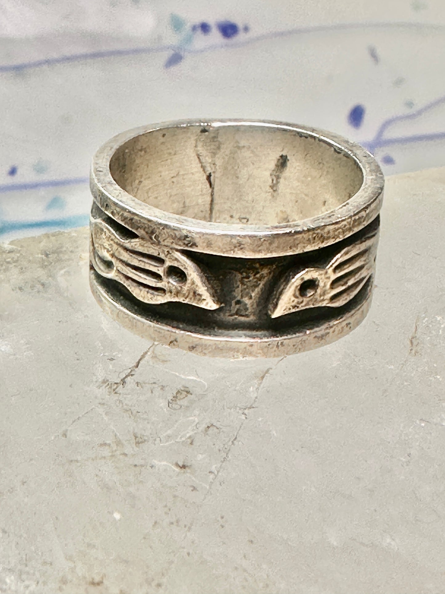 Bird ring size 9.50 Love birds band sterling silver women men