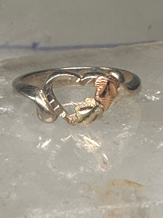 Black Hills Gold ring Heart band Love Valentine sterling silver women girls pinky
