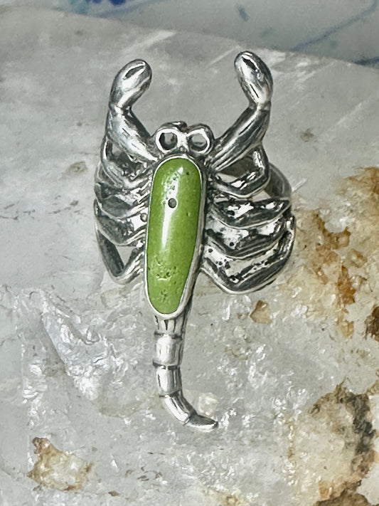 Scorpio ring size 6 green stone southwest sterling silver women