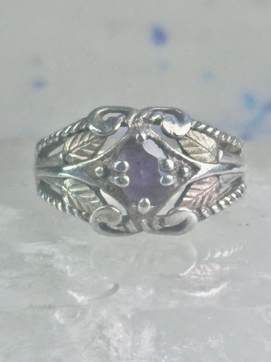 Black Hills Gold ring wedding band amethyst leaves size 8 sterling silver women