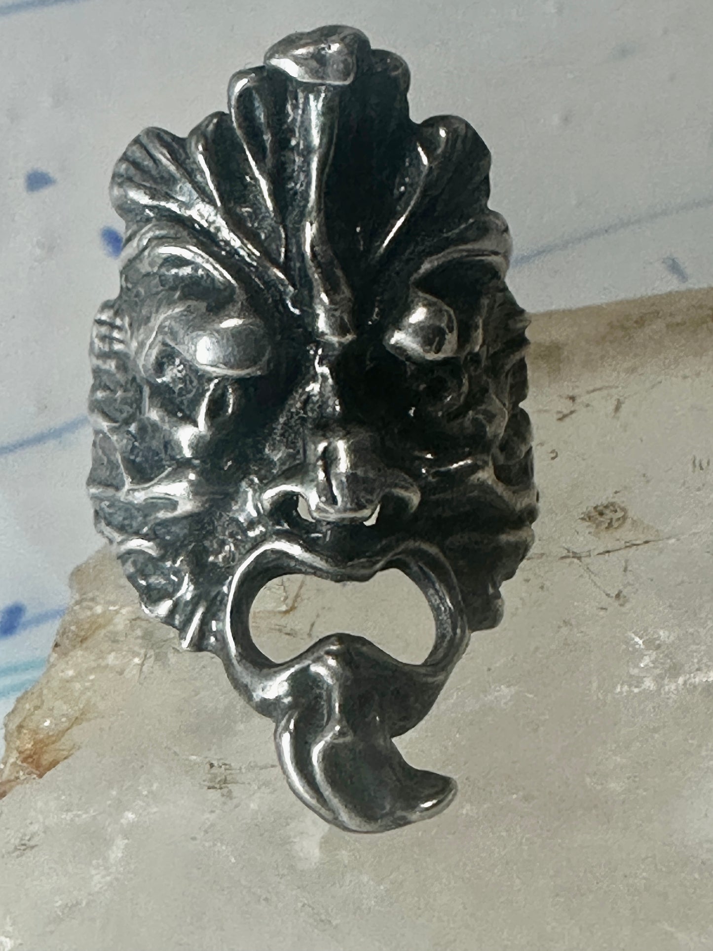 Gargoyle ring figurative band size 9.5 sterling silver women men